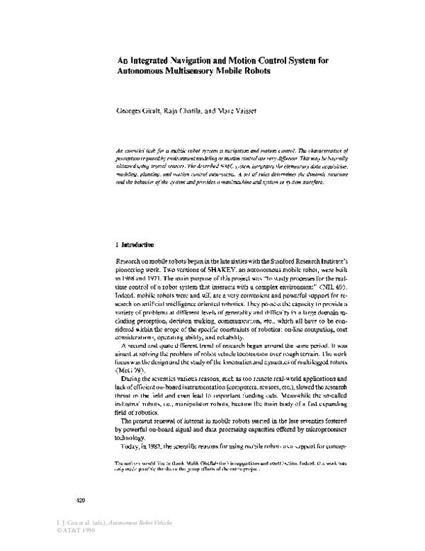 (PDF) An Integrated Navigation and Motion Control System for Autonomous ...