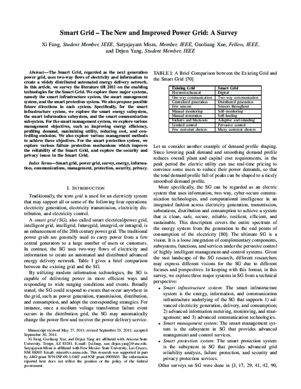 (PDF) Smart Grid — The New and Improved Power Grid: A Survey