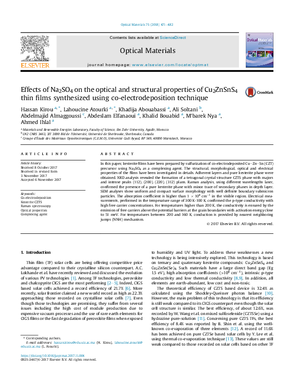 (PDF) Effects of Na2SO4 on the optical and structural properties of ...