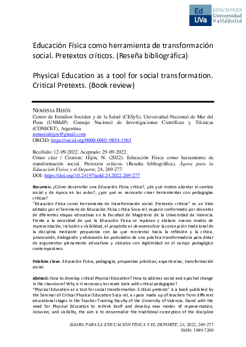 (PDF) Educación Física como herramienta de transformación social ...