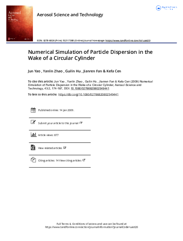 (PDF) Numerical Simulation of Particle Dispersion in the Wake of a ...
