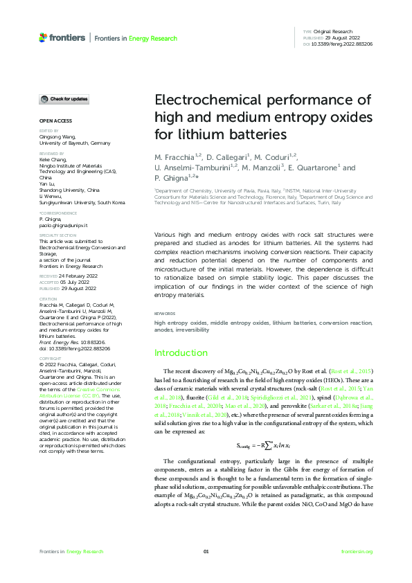 (PDF) Electrochemical performance of high and medium entropy oxides for ...