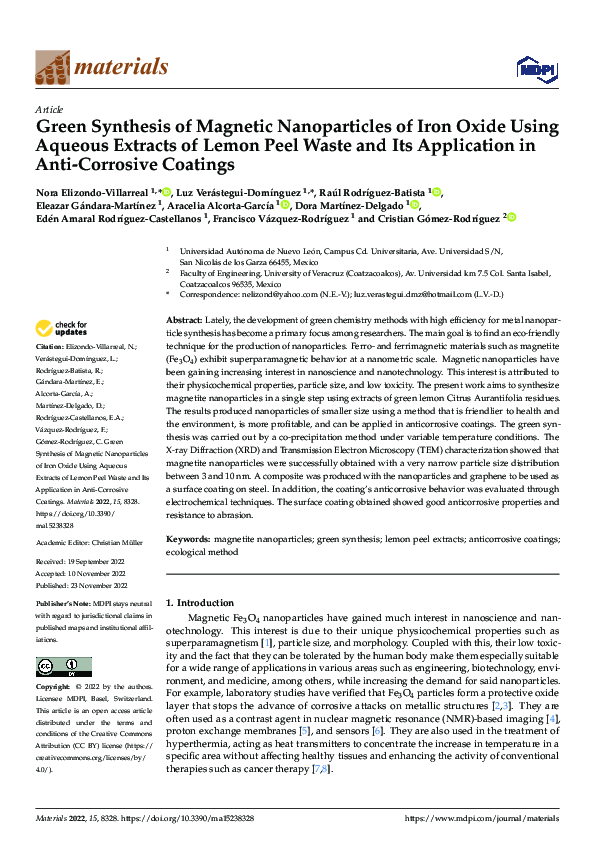 (PDF) Green Synthesis of Magnetic Nanoparticles of Iron Oxide Using ...