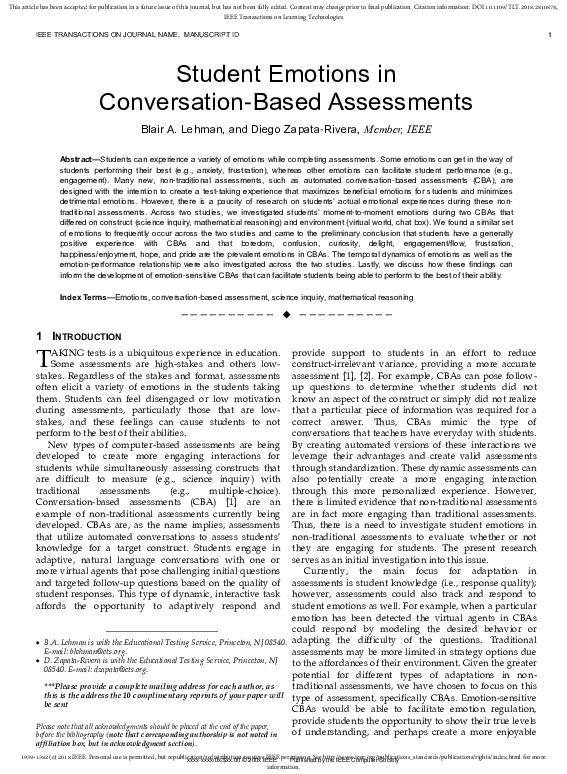 (PDF) Student Emotions in Conversation-Based Assessments