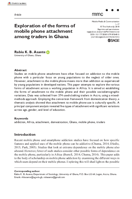 (PDF) Exploration of the forms of mobile phone attachment among traders ...