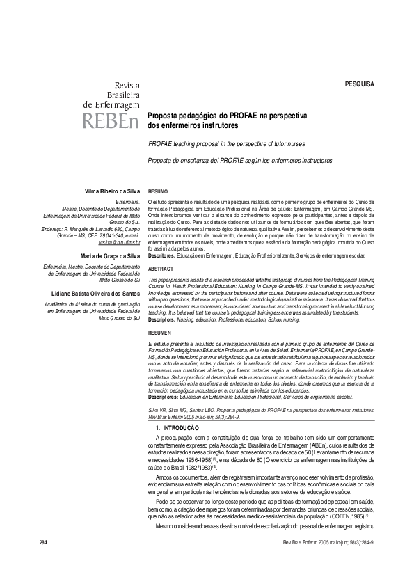 (PDF) Proposta pedagógica do PROFAE na perspectiva dos enfermeiros ...