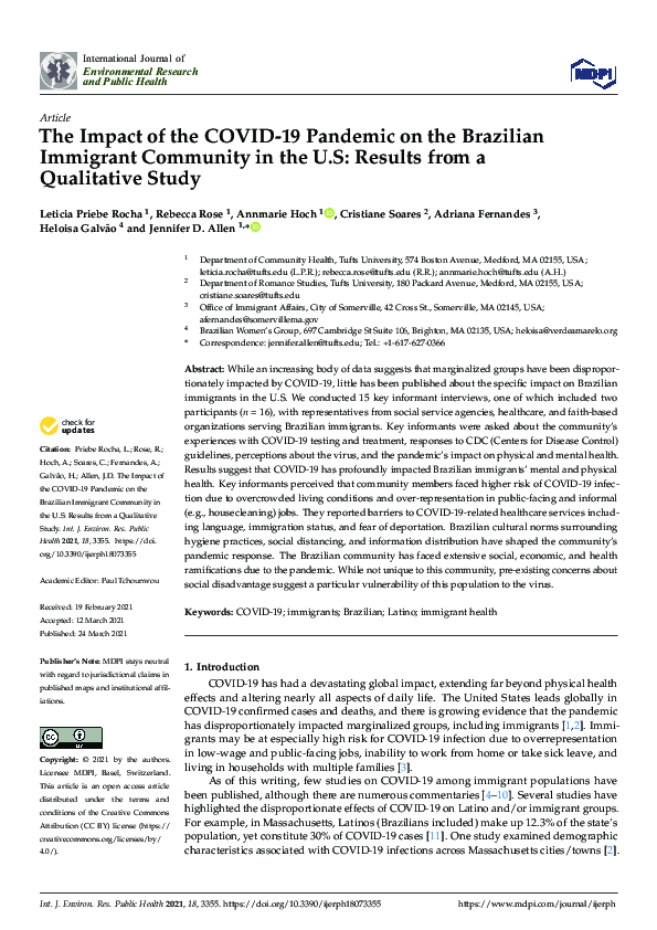 (PDF) The Impact of the COVID-19 Pandemic on the Brazilian Immigrant ...