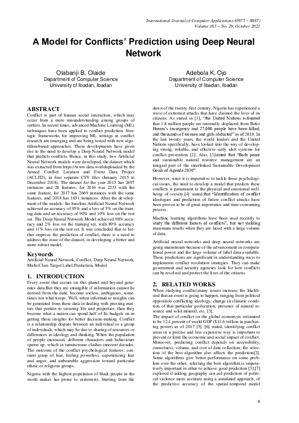(PDF) A Model for Conflicts’ Prediction using Deep Neural Network