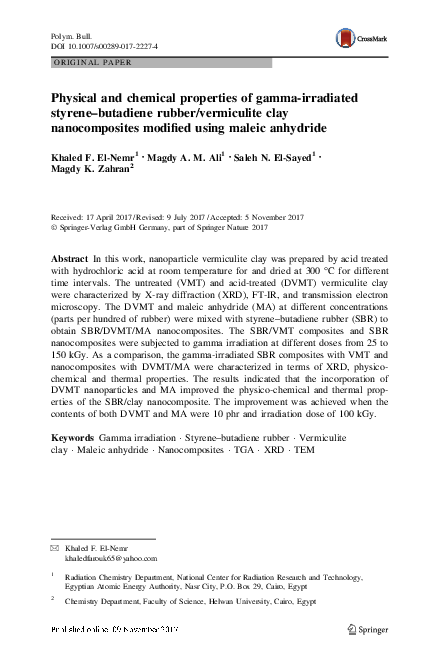 (PDF) Physical and chemical properties of gamma-irradiated styrene ...