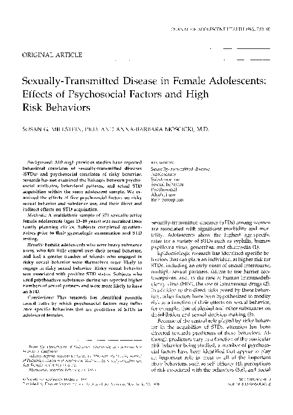 (PDF) Sexually-transmitted disease in female adolescents: Effects of ...