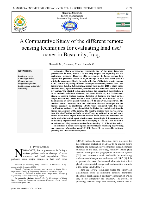 (PDF) A Comparative Study of the different remote sensing techniques ...