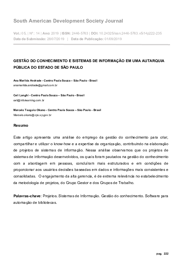 Pdf Gestão Do Conhecimento E Sistemas De Informação Na Cadeia De