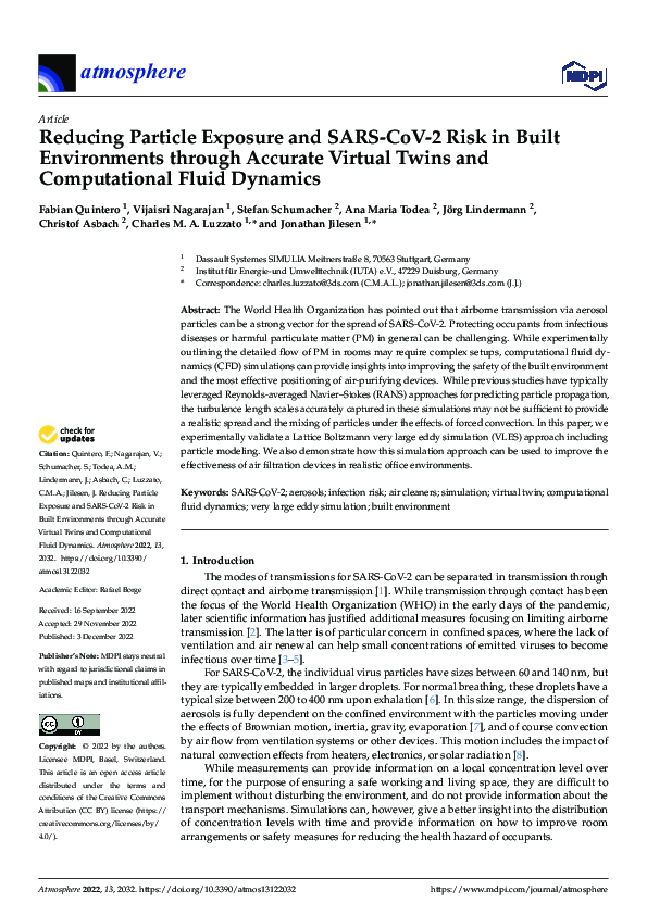 (PDF) Reducing Particle Exposure and SARS-CoV-2 Risk in Built ...