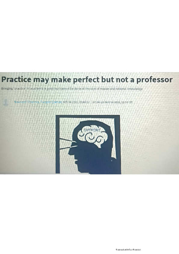 (PDF) Practice may make perfect but not a professor