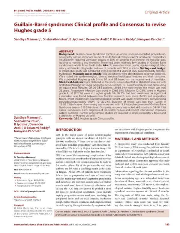 (PDF) Guillain-Barré syndrome: Clinical profile and Consensus to revise ...