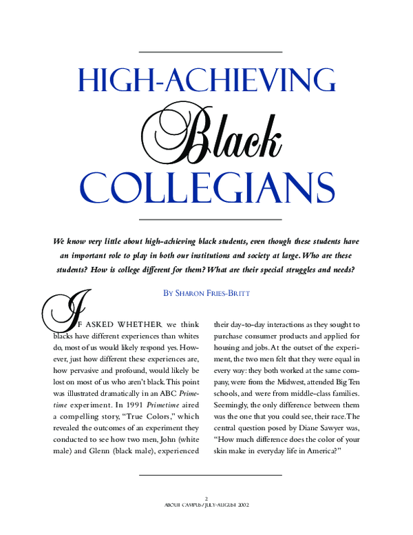 (PDF) High-Achieving Black Collegians | Sharon Fries-britt - Academia.edu