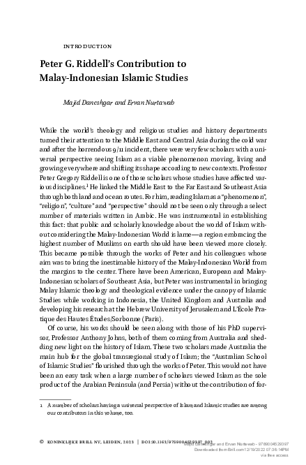 (PDF) Peter G. Riddell's Contribution to Malay-Indonesian Islamic Studies