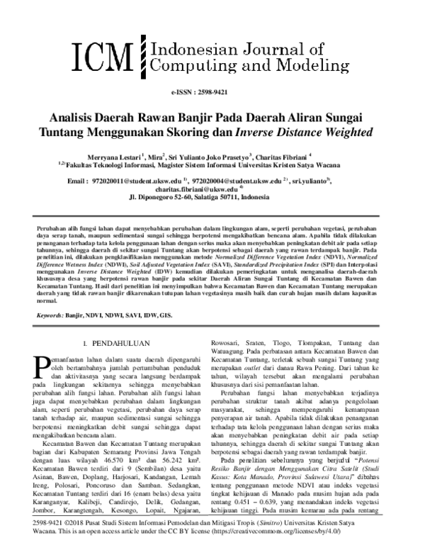(PDF) Analisis Daerah Rawan Banjir Pada Daerah Aliran Sungai Tuntang