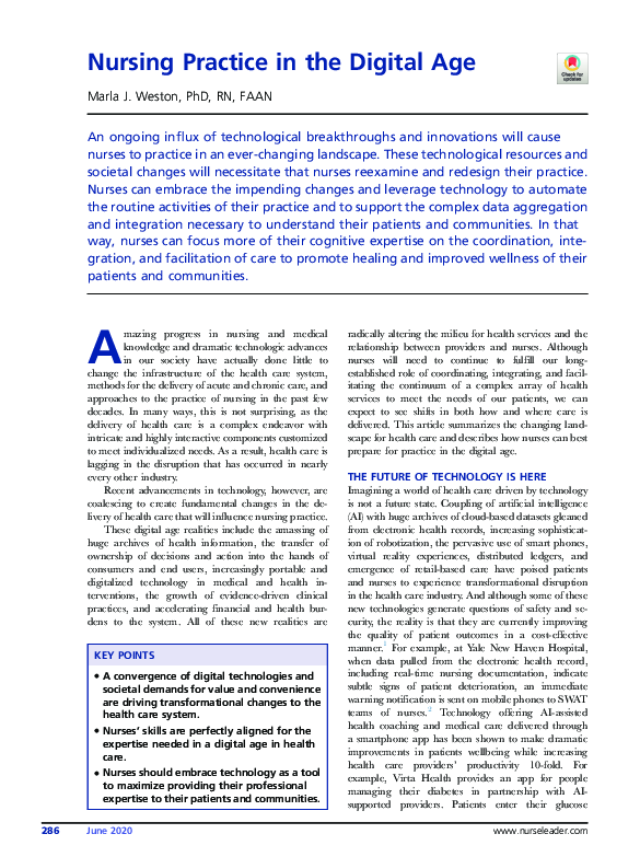(PDF) Nursing Practice in the Digital Age