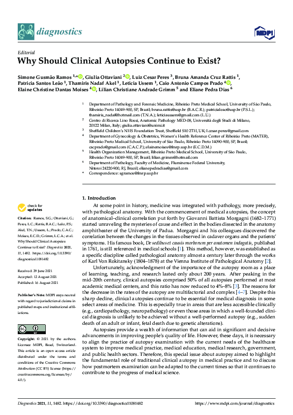 (PDF) Why Should Clinical Autopsies Continue to Exist?