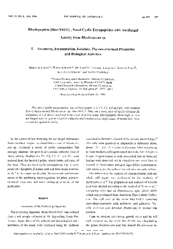 (PDF) Rhodopeptins (Mer-N1033), Novel Cyclic Tetrapeptides with ...