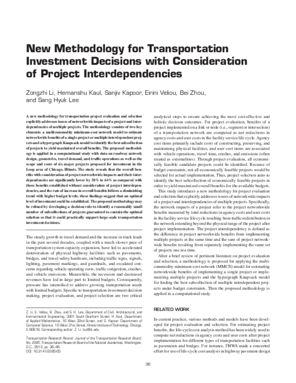 (PDF) New Methodology for Transportation Investment Decisions with ...