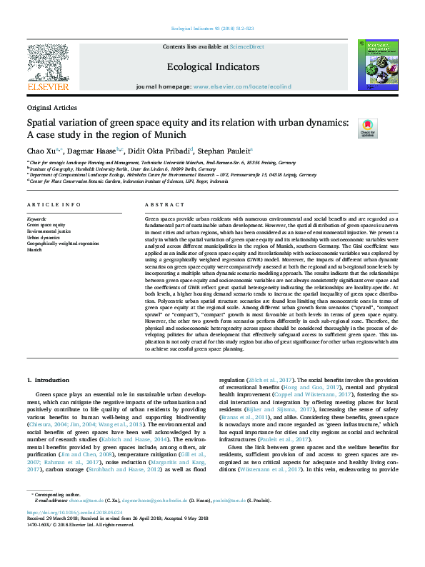 (PDF) Spatial variation of green space equity and its relation with ...