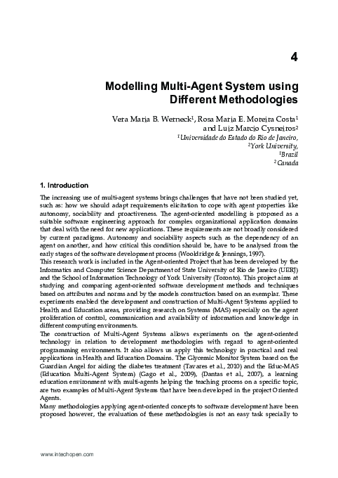 (PDF) Modeling Multi-Agent Systems: Methodologies and Insights