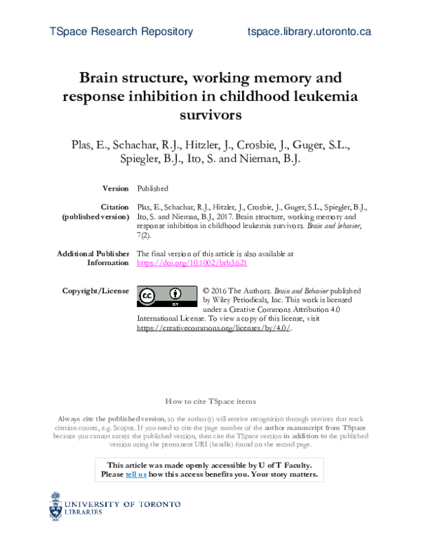 (PDF) Brain structure, working memory and response inhibition in ...