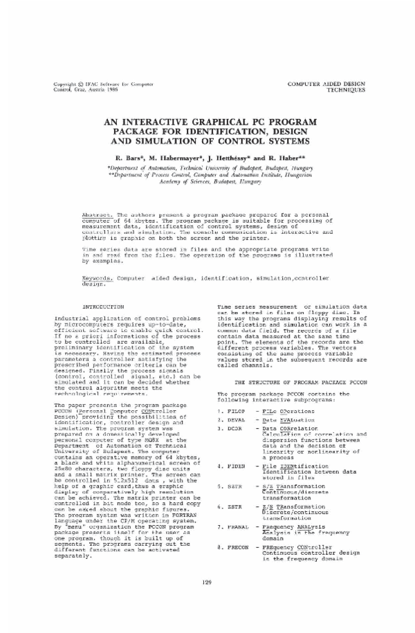 (PDF) An Interactive Graphical PC Program Package for Identification ...