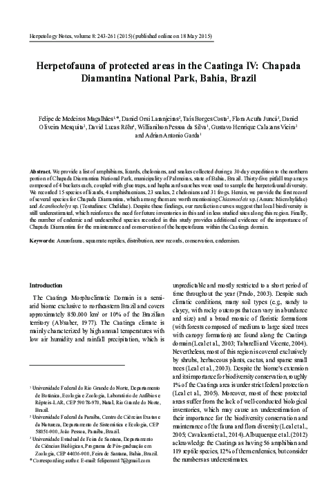 (PDF) Herpetofauna of protected areas in the Caatinga IV: Chapada ...