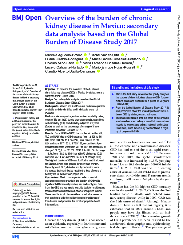 (PDF) Overview of the burden of chronic kidney disease in Mexico ...