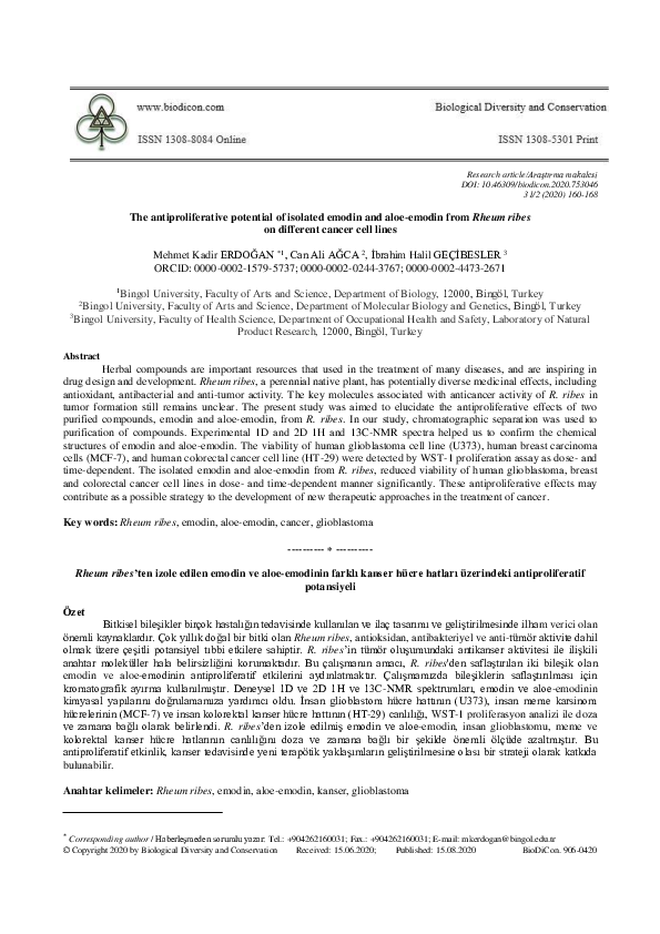 (PDF) The antiproliferative potential of isolated emodin and aloe ...