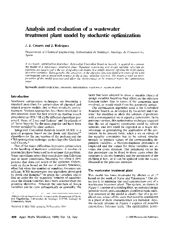 (PDF) Analysis and evaluation of a wastewater treatment plant model by ...
