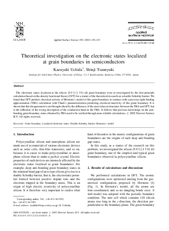 (PDF) Theoretical investigation on the electronic states localized at ...