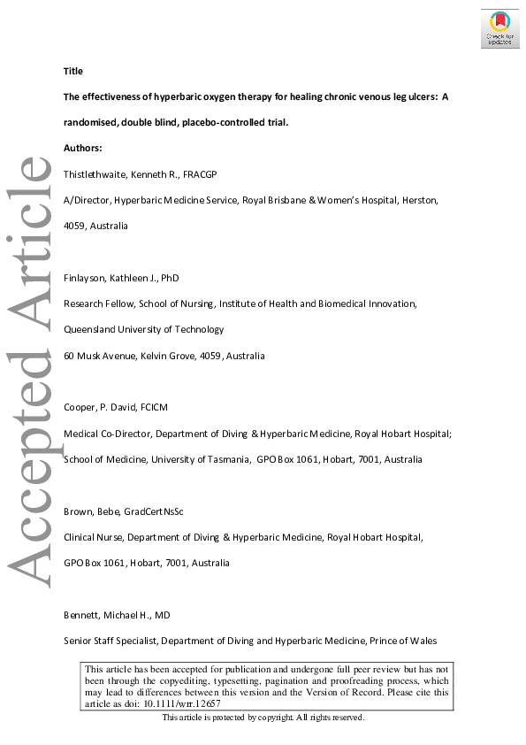 (PDF) The effectiveness of hyperbaric oxygen therapy for healing ...