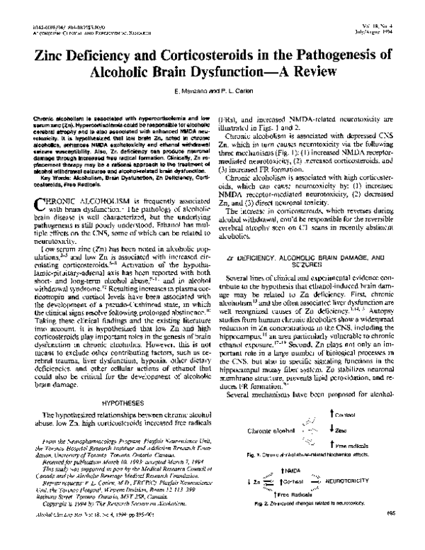 (PDF) Zinc Deficiency and Corticosteroids in the Pathogenesis of Alcoholic Brain DysfunctionA