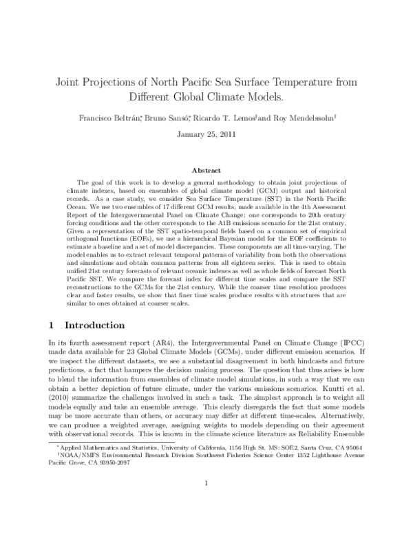 (PDF) Joint projections of North Pacific sea surface temperature from ...