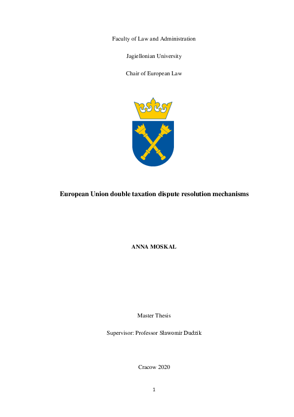 (PDF) European Union double taxation dispute resolution mechanisms