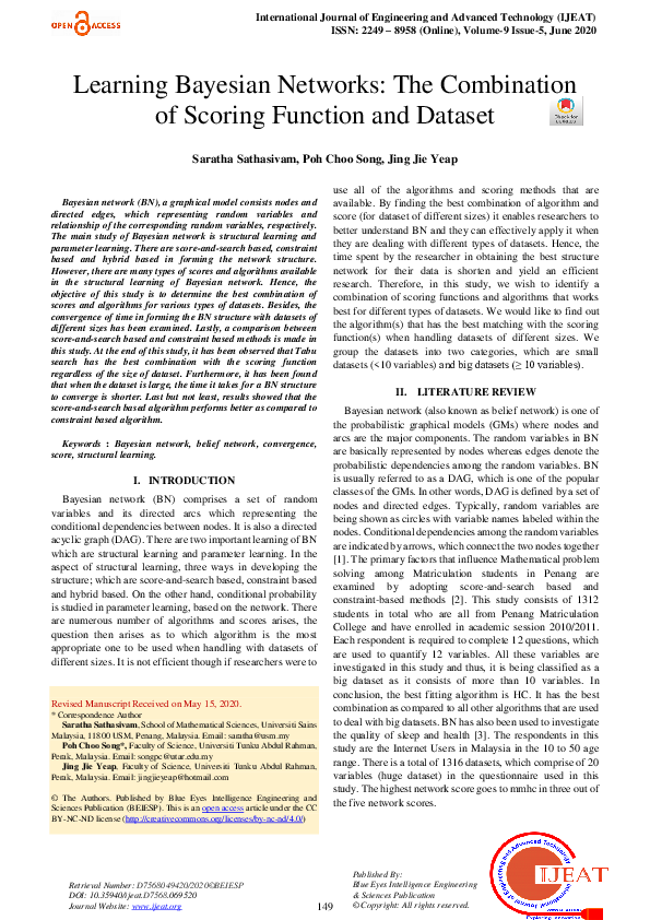(PDF) Learning Bayesian Networks: The Combination of Scoring Function ...
