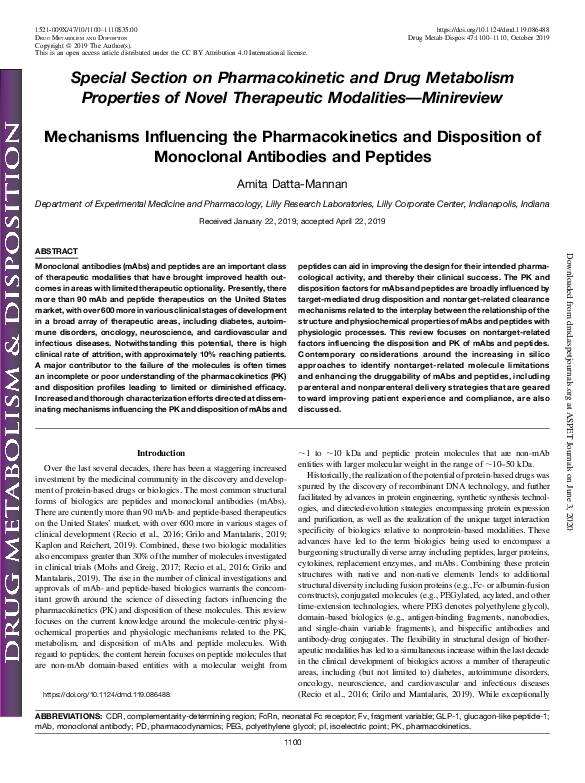 (PDF) Mechanisms Influencing the Pharmacokinetics and Disposition of ...