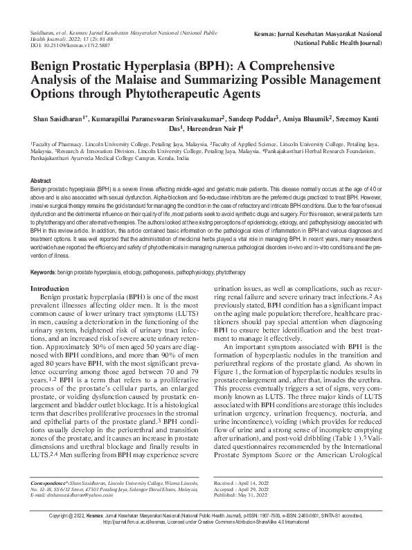 (PDF) Benign Prostatic Hyperplasia (BPH): A Comprehensive Analysis of ...