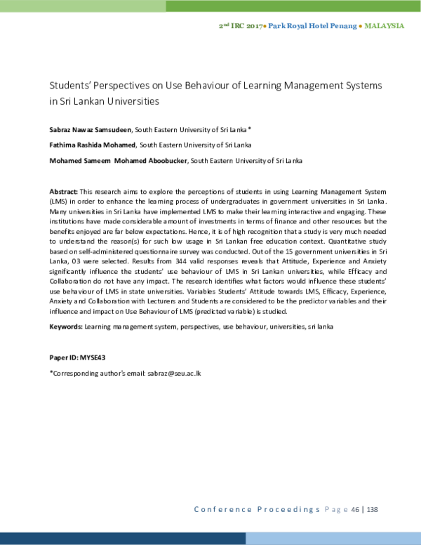 (PDF) Students’ perspectives on use behaviour of learning management ...