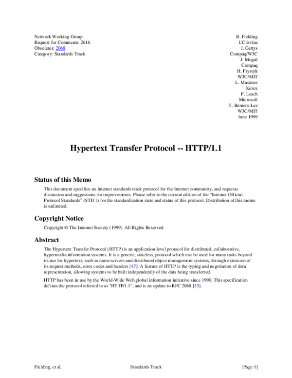 (PDF) Hypertext Transfer Protocol -- HTTP/1.1