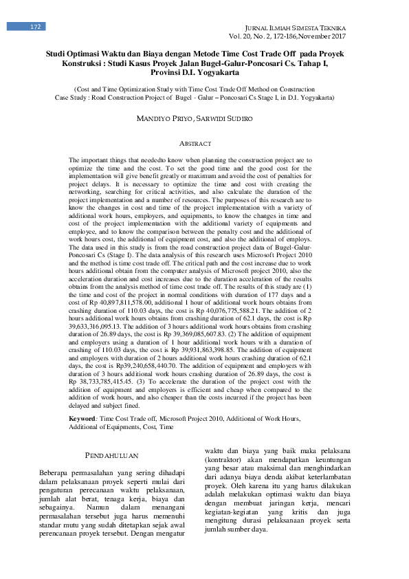 (PDF) Studi Optimasi Waktu dan Biaya dengan Metode Time Cost Trade Off ...