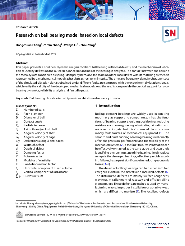 (PDF) Optical inspection of ball bearing defects
