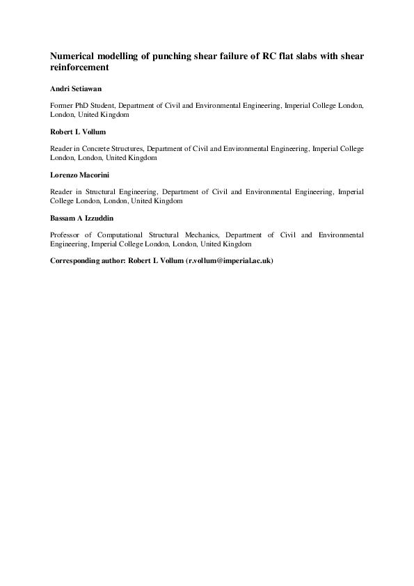 Pdf Numerical Modelling Of Punching Shear Failure Of Rc Flat Slabs Pdf Numerical Modelling Of Punching Shear Failure Of Rc Flat Slabs