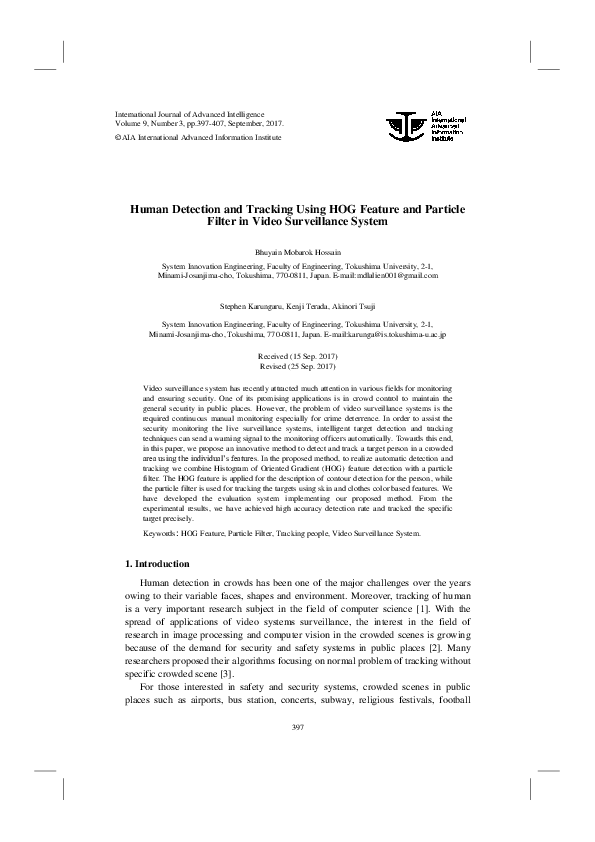(PDF) Human Detection and Tracking Using HOG Feature and Particle ...