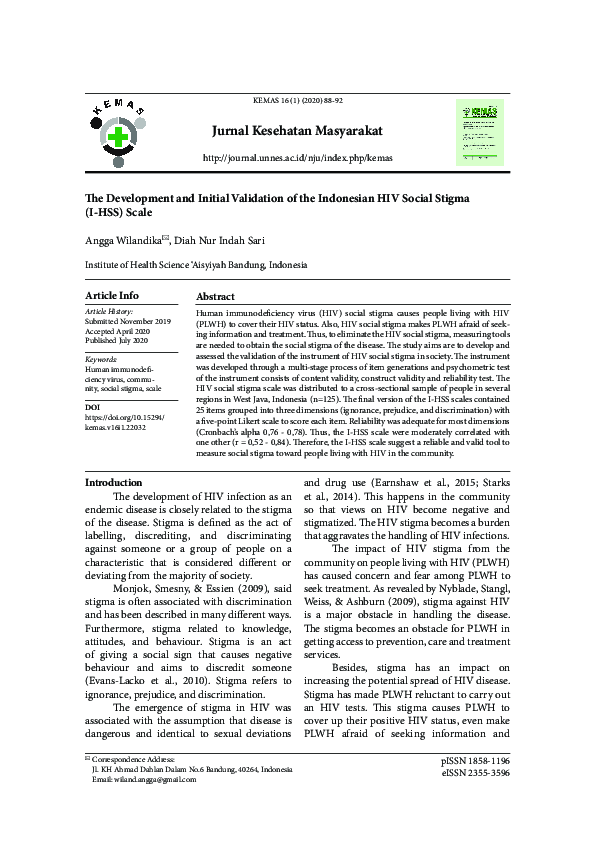 (PDF) The Development and Initial Validation of the Indonesian HIV ...