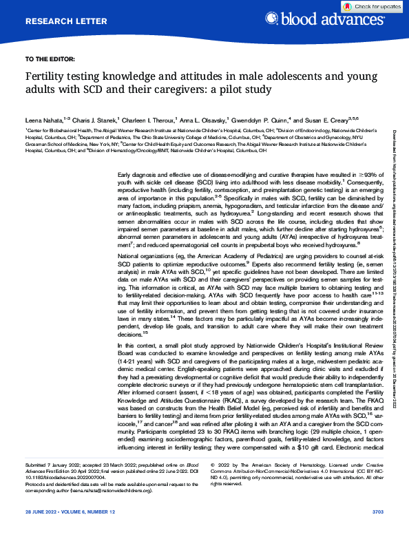 (PDF) Fertility testing knowledge and attitudes in male adolescents and ...